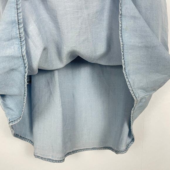 Sanctuary | Stella Flounce Blue Chambray Off the Shoulder Mini Dress - Picture 7 of 11